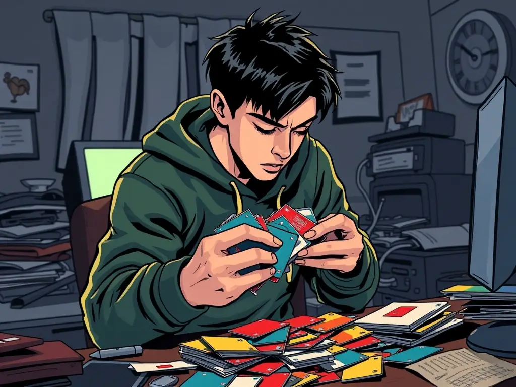 A person shredding credit cards, symbolizing debt reduction and financial freedom.